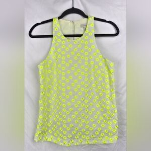 J. Crew Embroidered Neon Floral Sleeveless Boxy Bohemian Top sz 0